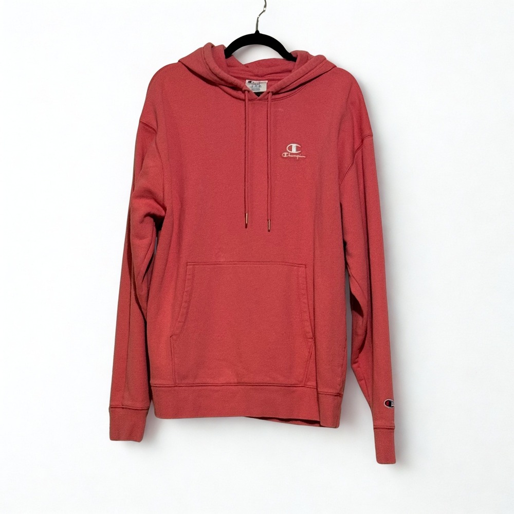 Champion Classic Fleece Hoodie Womens Large Coral Pink Pullover S6558 ASCJ